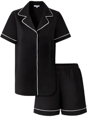 Jaya Modal Biyeli Şortlu Pijama Takımı / Siyah