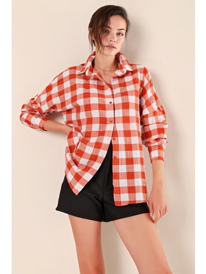 Hiccup Kadınlar BDART Oversize Poplin 2’li Gömlek Turuncu