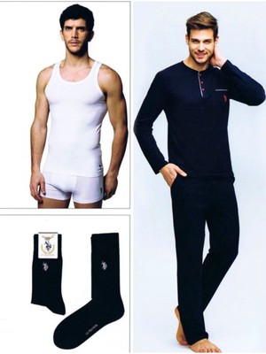 Fantastik Store Us Polo 17394 Erkek Uzun Kol Pijama Çeyiz Takımı