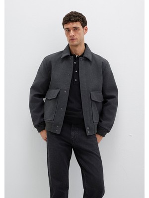 Mavi Yün Karışımlı Antrasit Ceket 0110658-80023