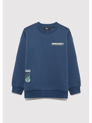Mavi Minecraft Baskılı Lacivert Sweatshirt 6S10164-70720