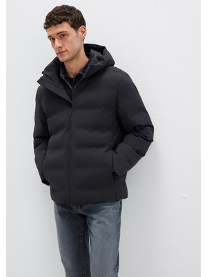 Mavi Kapüşonlu Siyah Şişme Mont 0110652-71379