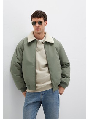 Mavi Suni Kürk Detaylı Haki Ceket 0110665-80692