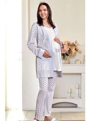 Fantastik Store Flz 31-134  Bayan Sabahlıklı Lohusa Pijama Takımı