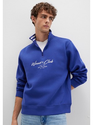Mavi Winners Club Baskılı Mavi Polo Sweatshirt 0S10488-70695