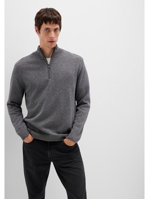 Mavi Yün Karışımlı Gri Kazak 0710371-80024