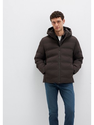 Mavi Kapüşonlu Kahverengi Şişme Mont 0110652-70219