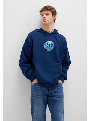 Mavi Mavi Baskılı Kapüşonlu Lacivert Sweatshirt 0S10397-89353