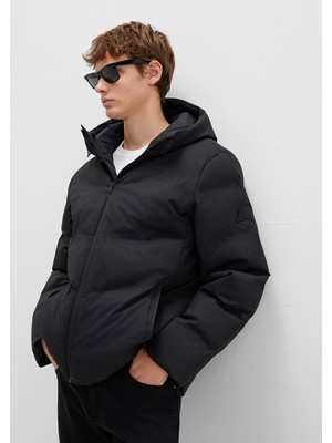 Mavi Su İtici Kapüşonlu Siyah Şişme Mont 0110651-71379