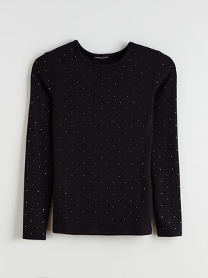 Lc Waikiki Yeni Sezon Bisiklet Yaka Taşlı Kadın Tişört