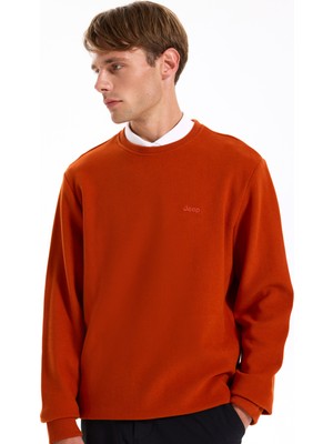 Jeep Bisiklet Yaka Düz Kiremit Erkek Sweatshırt J5WM-SWT7221