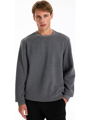 Jeep Bisiklet Yaka Düz Antrasit Erkek Sweatshırt J5WM-SWT7221