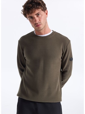 Discovery Expedition D5WM-SWT3940 Haki Bisiklet Yaka Relaxed Düz Erkek Sweatshırt