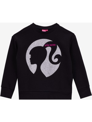 Barbie Düz Kız Çocuk Siyah Sweatshırt BRB5WG-SWT6617