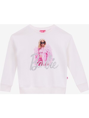 Barbie Desenli Kız Çocuk Ekru Sweatshırt BRB5WG-SWT6028