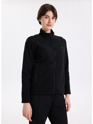 Discovery Expedition D5WL-SWT3303 Siyah Dik Yaka Basic Düz Kadın Polar Sweatshırt