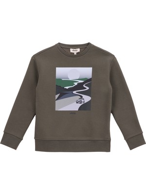 Jeep Baskılı Erkek Çocuk Haki Sweatshırt J5WB-SWT7724