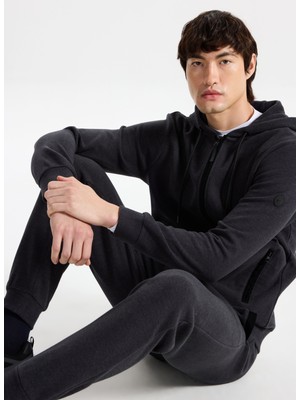 Discovery Expedition D5WM-SWT3536 Antrasit Melanj Kapüşon Yaka Relaxed Baskılı Erkek Sweatshırt