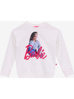 Barbie Baskılı Kız Çocuk Ekru Sweatshırt BRB5WG-SWT6639