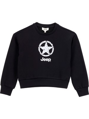 Jeep Baskılı Kız Çocuk Siyah Sweatshırt J5WG-SWT7554