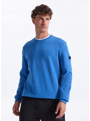 Discovery Expedition D5WM-SWT3940 Indigo Melanj Bisiklet Yaka Relaxed Düz Erkek Sweatshırt