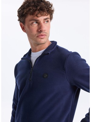 Discovery Expedition D5WM-SWT3300 Lacivert Fermuarlı Yaka Basic Düz Erkek Polar Sweatshırt