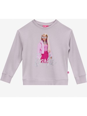 Barbie Baskılı Kız Çocuk Gri Sweatshırt BRB5WG-SWT6631