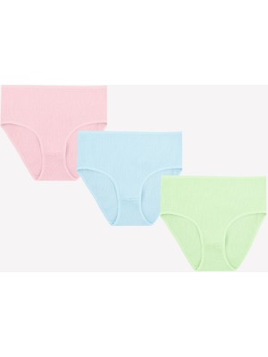 Nbb Mavi Yeşil Pembe 3lü Fitilli Yüksel Bel Külot