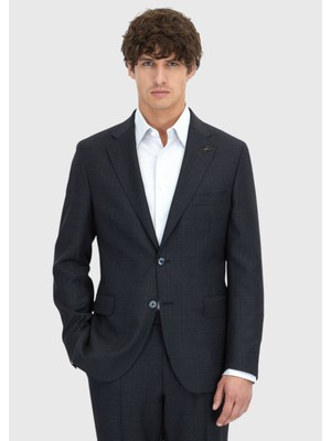 Ramsey Antrasit Kareli Zeroweight Slim Fit %100 Yün Takım Elbise