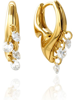 Societa Altın Kavisli ve sallantılı kristal taş detaylı 925 ayar gümüş küpe 140