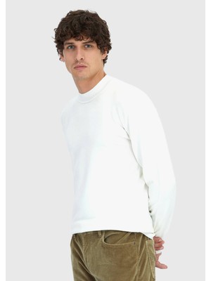 Ramsey Ekru Bisiklet Yaka Düz Örgü Triko Kazak