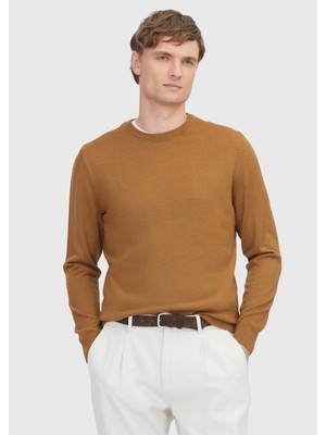 Ramsey Deve Tüyü Bisiklet Yaka Düz Örgü Yün Karışımlı Triko Kazak