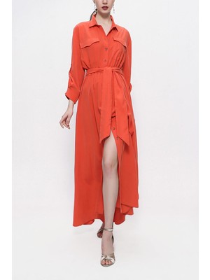 Societa Mercan Beli lastikli bol kesim gömlek elbise 94103