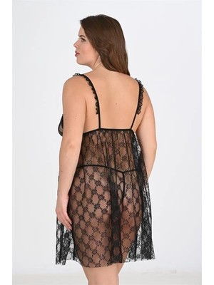 Eterella Büyük Beden Siyah Gecelik 3041