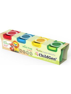 Childgen Doğal Oyun Hamuru - Mini-Cup Tilki ve Aslan 4X65GR (Ana Renkler)