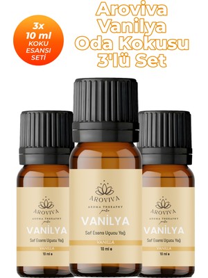 Aroviva Vanilya Oda Kokusu 3'lü Set- Doğal Esansiyel Uçucu Yağ, Difüzör Esansı, Buhurdanlık Yağı