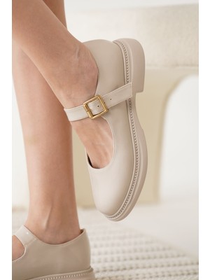 Trendella Briana Bej Gunluk Mary Jane Ayakkabı