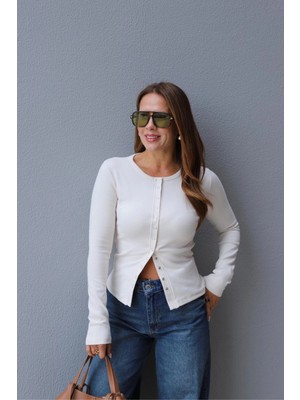 Purple By Banu Ekru Ön Çıtçıt Detay Body