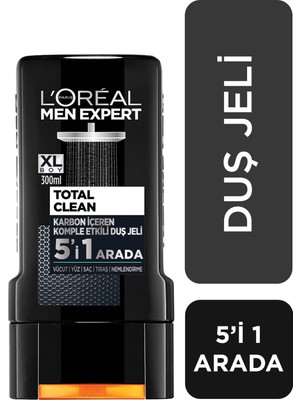 L'Oréal Paris Men Expert L'oreal Paris Men Expert Total Clean 300 ml Kömürlü Duş Jeli Yoğun Ferah Koku ile Anında Temizlik