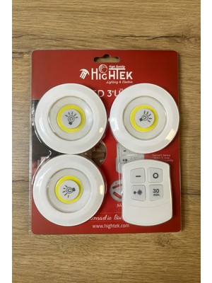 Pilli Uzaktan Kumandalı Montajsız Yapışkanlı 3'lü Spot LED Işık Lamba Raf Niş Dolap Mutfak Işığı