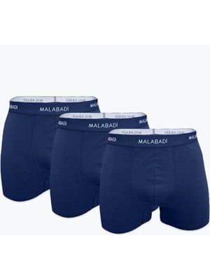 Malabadi Erkek Lacivert 3 Lü Paket Pamuk Elastan Boxer 3M075