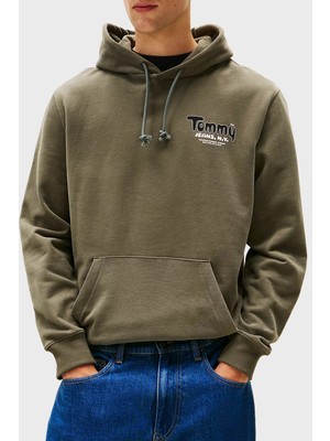 Tommy Jeans % 100 Pamuk Logolu Regular Fit Kapüşonlu Sweat Erkek Sweat DM0DM22086 Mrh