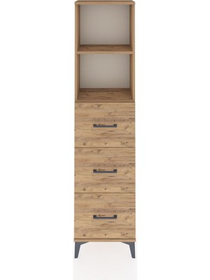 Dienni Arges Dolap 2 Raflı 3 Çekmeceli 44X30X182 Çam-Çam