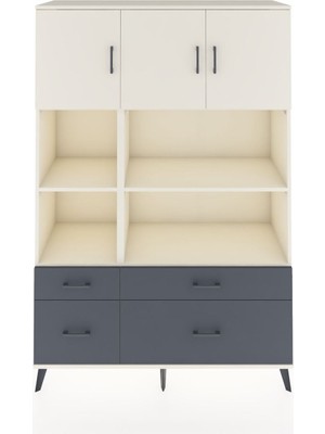 Dienni Hyperion Dolap 8 Raflı 4 Çekmeceli 3 Kapaklı 132X44X195 Aytaşı-Aytaşı/antrasit