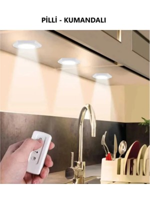 Masa Lambası Mutfak Tezgah Altı Banyo Dolabı Dolap Içi 3lü Kumandalı ve Pilli LED Işık