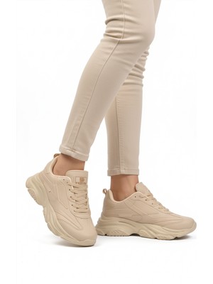 Walkway Ekru Bağcıklı Kadın Sneaker DRK171 G