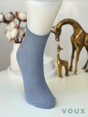 Voux Bambu Dikişsiz Gri Erkek Yarım Konç Çorap 6 'lı
