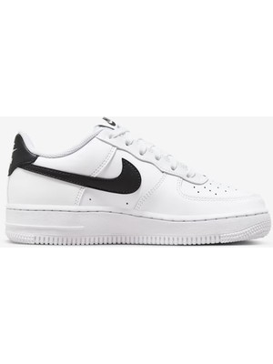 Nike Air Force 1 Af1 Gs Leather Unisex Sneaker Swoosh Hakiki Deri Günlük Spor Ayakkabı Beyaz Siyah
