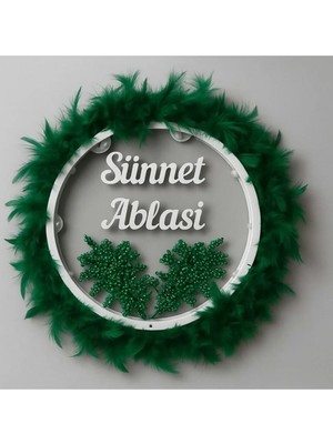 Evsay Tüylerle Süslenmiş Sünnet Tefi Vurmalı Çalgı Def Müzik Aleti Sünnet Ablası Tefi Sünnet Kınası Tefi Yeşil
