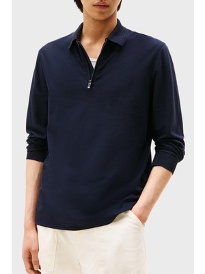 Tommy Hilfiger Pamuklu Regular Fit Yarım Fermuarlı Polo Yaka Sweat Erkek Polo Yaka Sweat MW0MW44244 Dw5